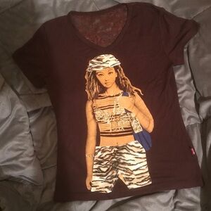 YI Graphic T-shirt Top Lace Back 3D Animal Print Picture Tee Vintage Y2K